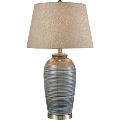 Monterey 30.5 inch 150 watt Blue with Satin Nickel Table Lamp Portable Light