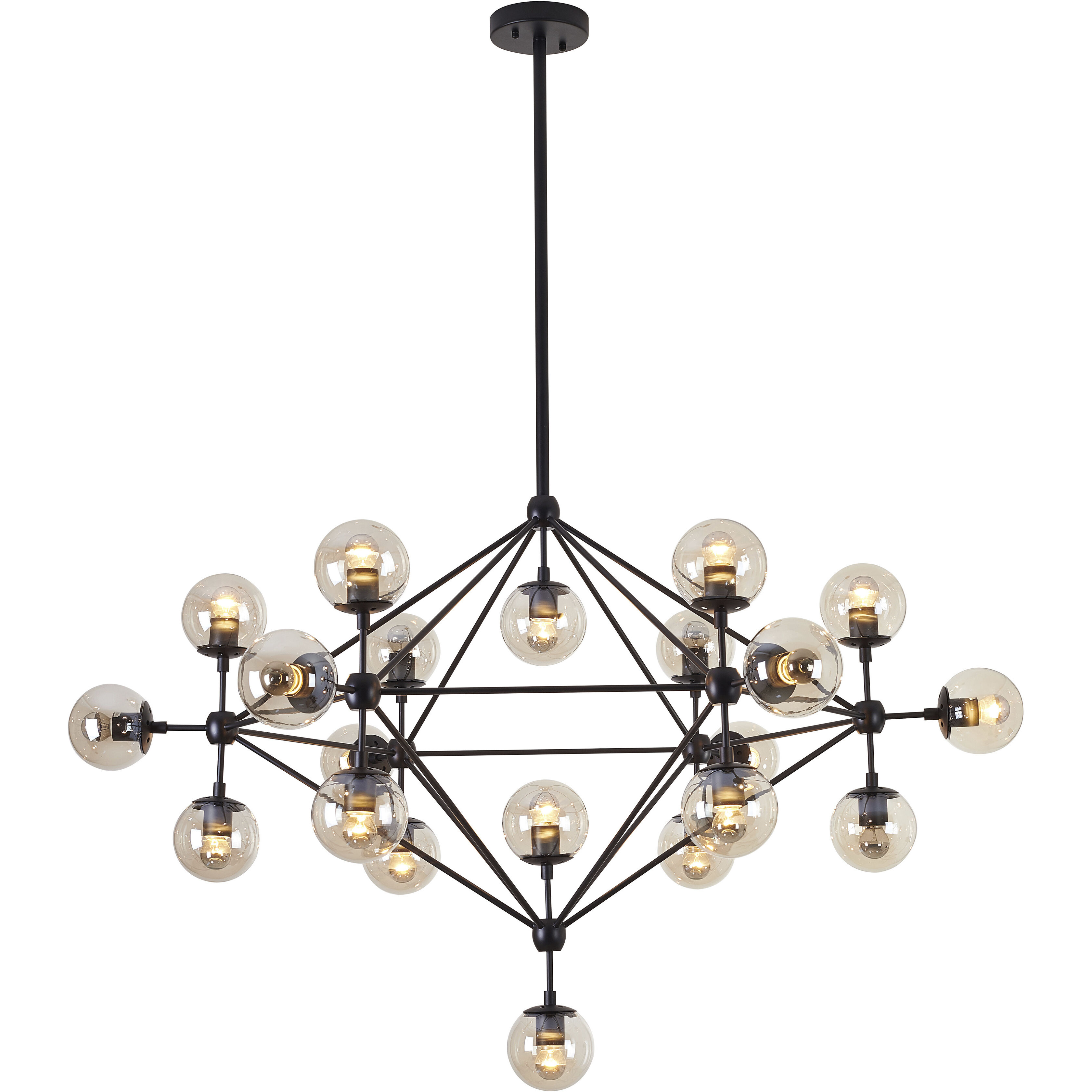 Canada LED 53 inch Black Chandelier Ceiling Light, Geometric Sphere, Black Frame