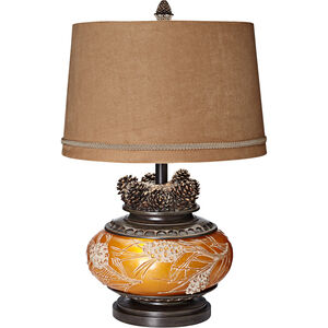 Pine Peak 26 inch 150 watt Etruscan Gold Table Lamp Portable Light, with Nightlight