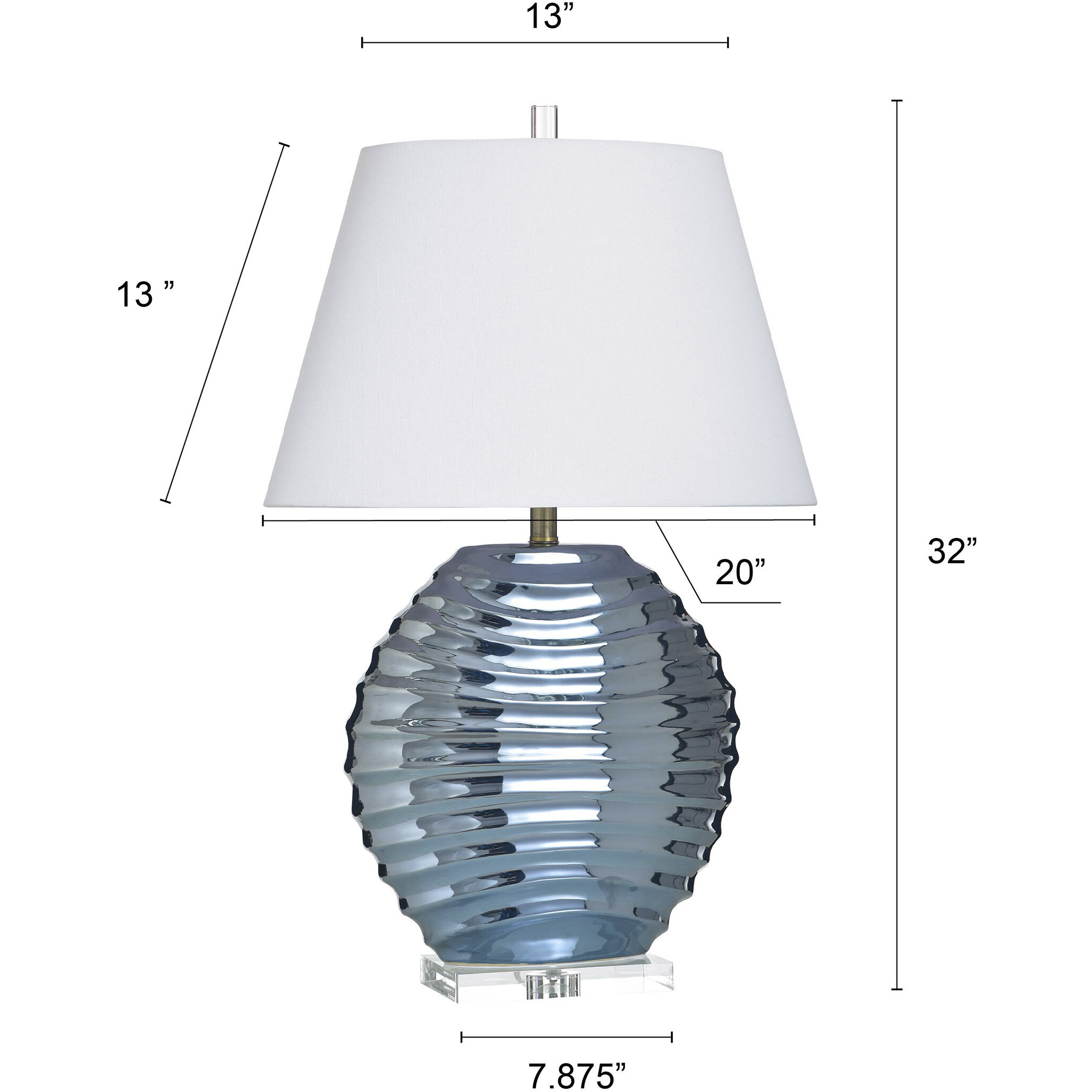 Kozen 31 inch 100 watt Kozen Blue and White Table Lamp Portable Light