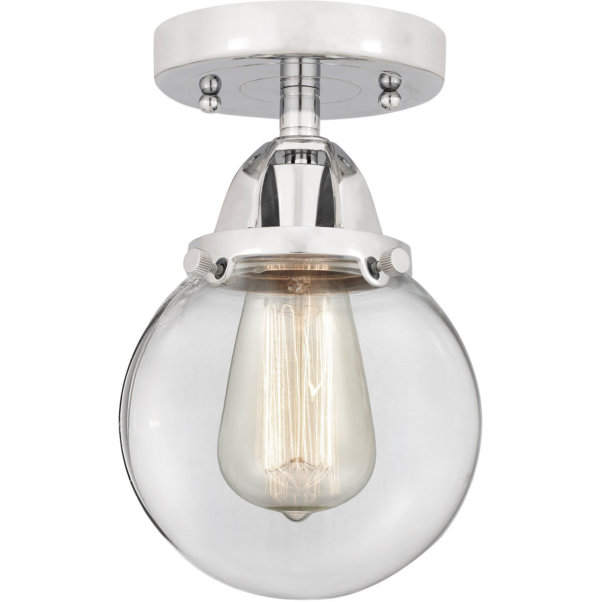 Nouveau 2 Beacon 1 Light 6 inch Polished Chrome Semi-Flush Mount Ceiling Light in Clear Glass