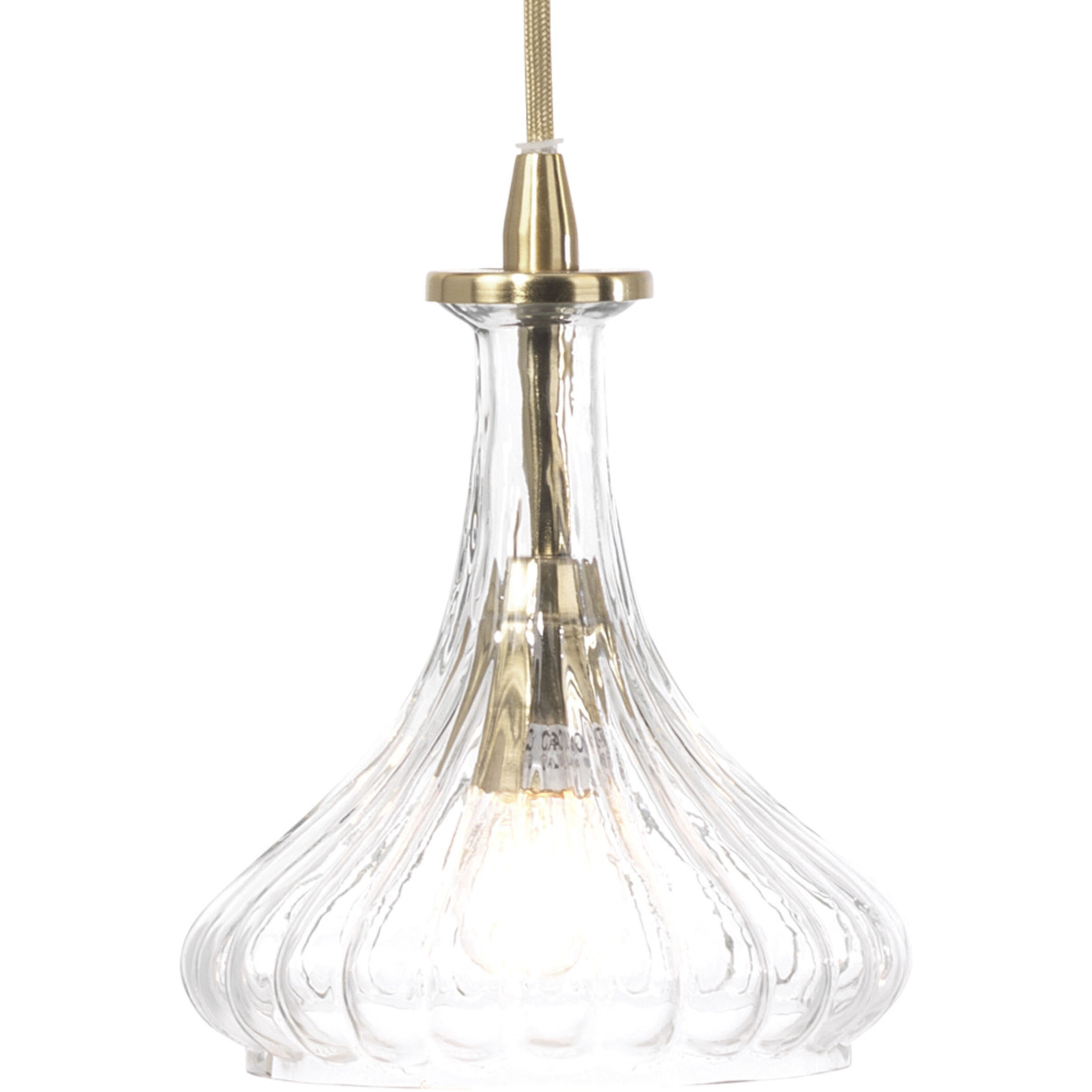 Isabella Carafe 1 Light 7 inch Clear with Brass Pendant Ceiling Light
