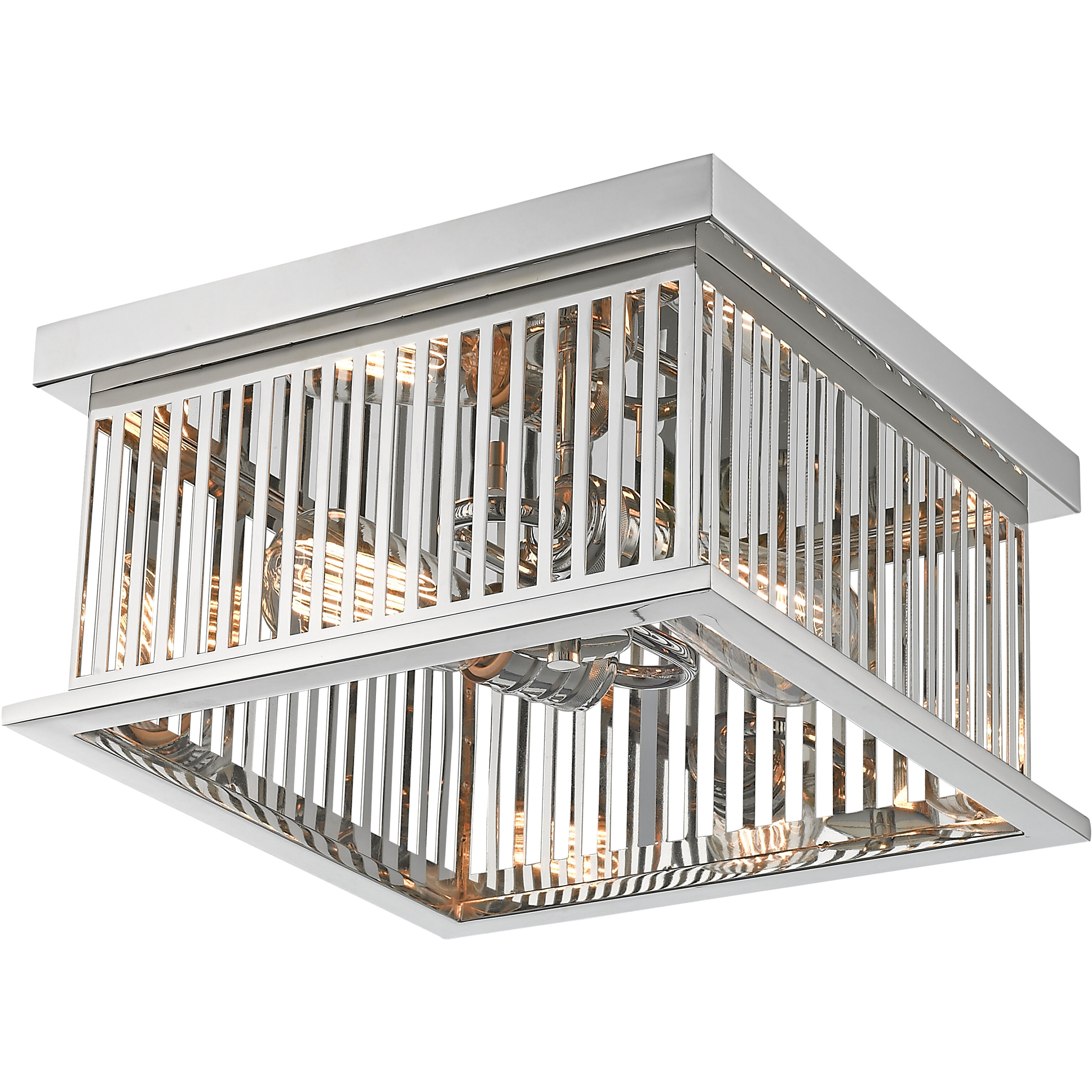 Camellia 2 Light 12 inch Polished Nickel Flush Mount Ceiling Light in Polished Nickel Steel