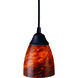 Classico 1 Light 5 inch Dark Rust Mini Pendant Ceiling Light in Espresso Glass