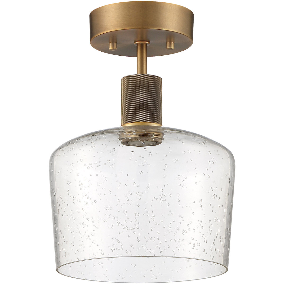 Port Nine LED 9 inch Antique Brushed Brass Semi-Flush Ceiling Light in Seeded