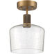 Port Nine LED 9 inch Antique Brushed Brass Semi-Flush Ceiling Light in Seeded