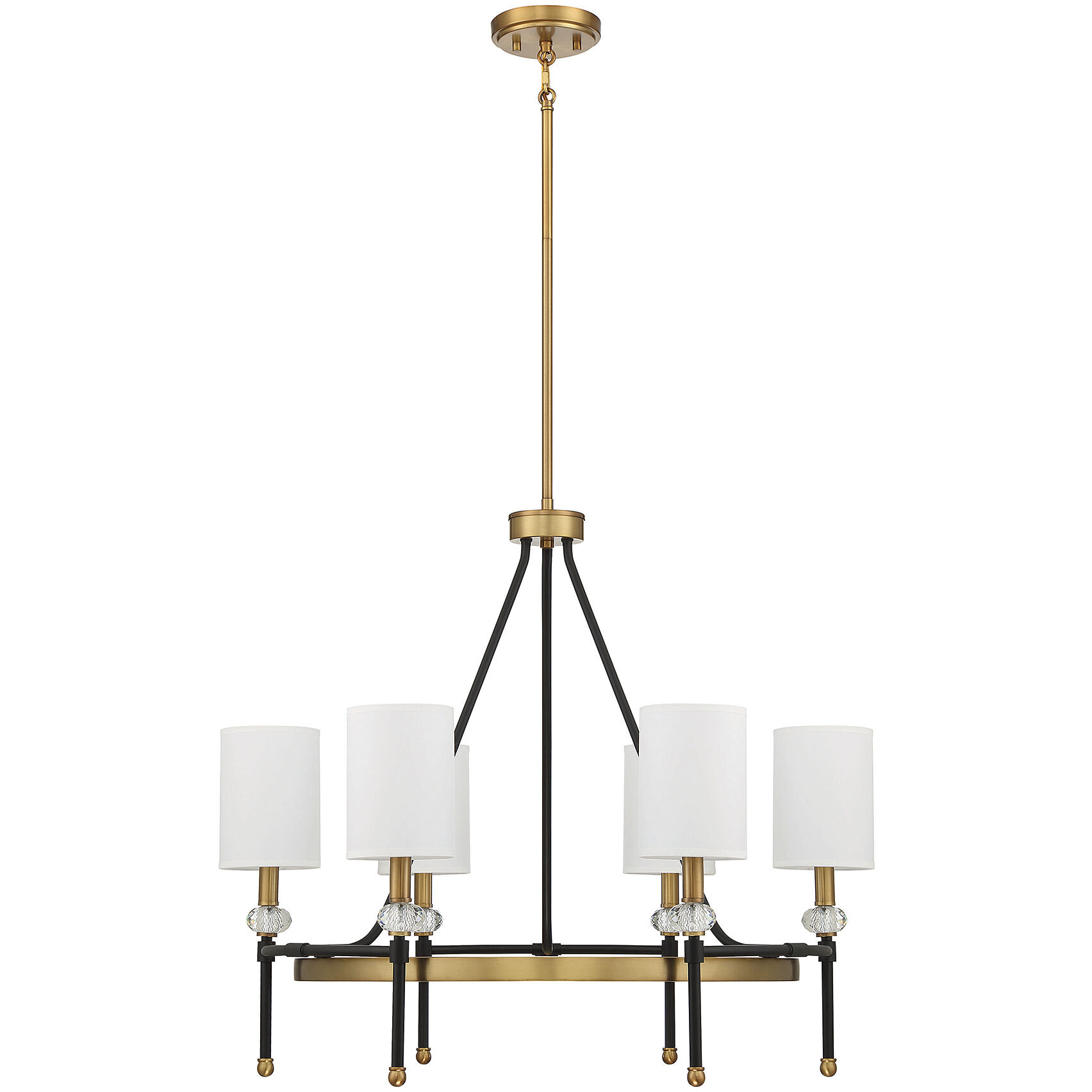 Tivoli 6 Light 28 inch Black with Warm Brass Accents Chandelier Ceiling Light