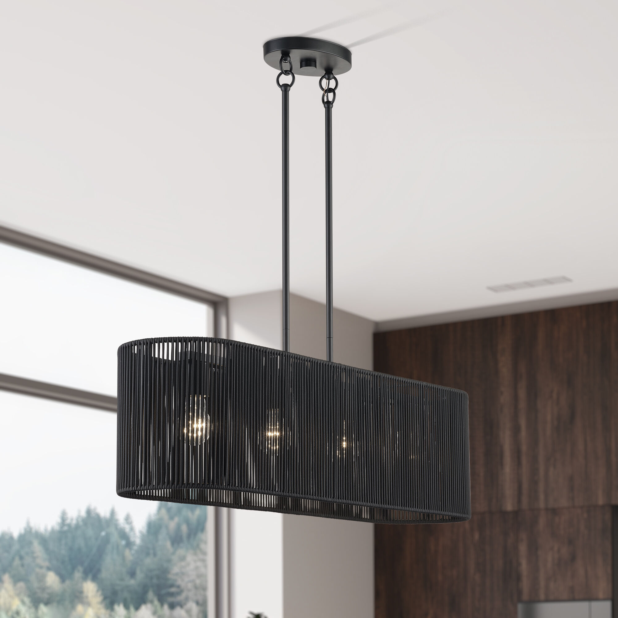 Acordia 4 Light 36 inch Black Linear Chandelier Ceiling Light, Large