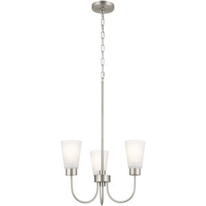 Erma 3 Light Brushed Nickel Chandelier Ceiling Light, Small, 1 Tier