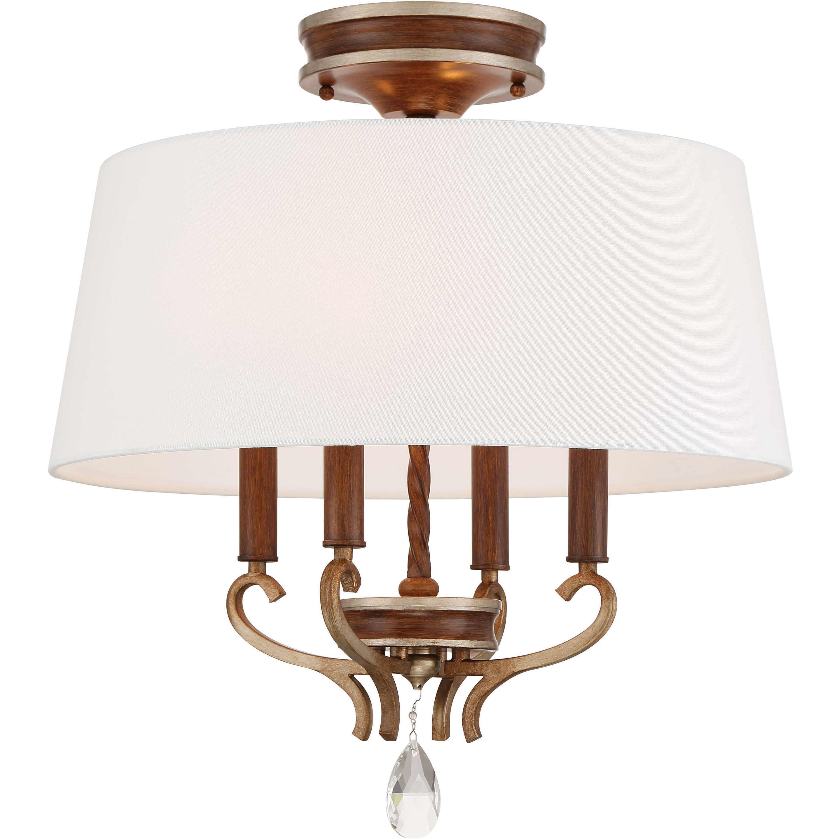 Magnolia Manor 4 Light 19 inch Pale Gold with Distressed Bronze Semi Flush Ceiling Light