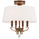 Magnolia Manor 4 Light 19 inch Pale Gold with Distressed Bronze Semi Flush Ceiling Light