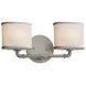 Textile 2 Light 16.5 inch Brushed Nickel Bath Vanity Light Wall Light, Bronx Family, Choices