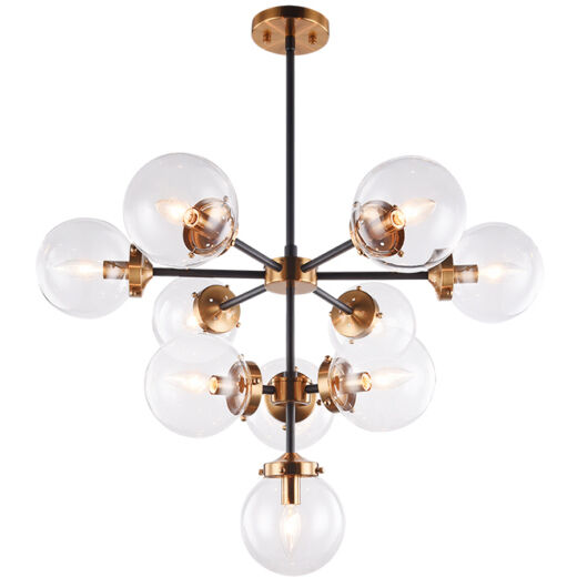 Maru 10 Light 30 inch Aged Gold Brass Chandelier Ceiling Light in Aged Gold Brass and Clear