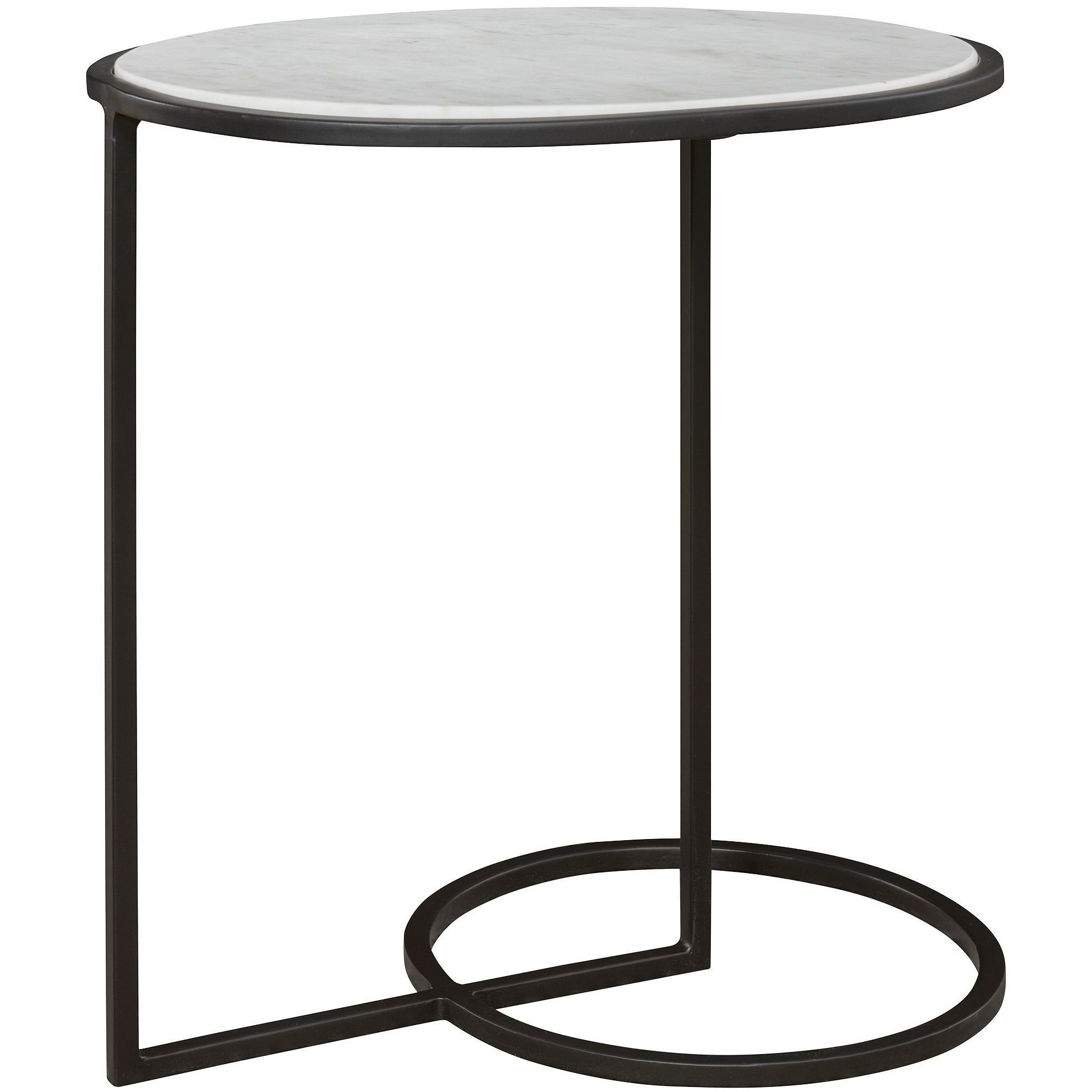 Twofold 23 X 22 inch Satin Black and White Marble Accent Table