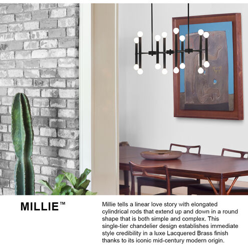 Millie LED 39 inch Black Chandelier Ceiling Light, Linear