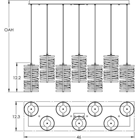 Tempest 9 Light Flat Bronze Linear Pendant Ceiling Light in E26 Incandescent, Frosted, Multi-Port
