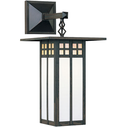 Glasgow 1 Light 19.12 inch Verdigris Patina Outdoor Wall Mount in Gold White Iridescent and White Opalescent