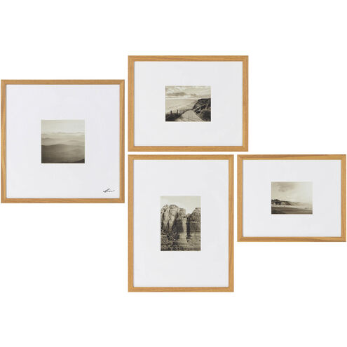 Torreys Matte White and White Oak Wall Art, Set of 4