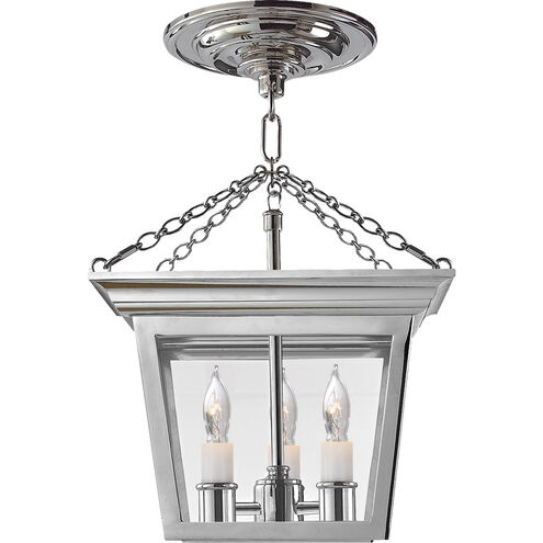 Chapman & Myers Cornice 3 Light 9.5 inch Polished Nickel Semi-Flush Lantern Ceiling Light