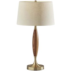 Pinn 25.25 inch 100.00 watt Antique Brass / Walnut Wood Table Lamp Portable Light
