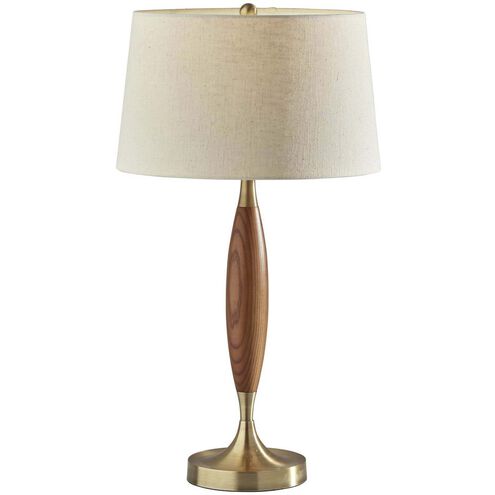 Pinn 25.25 inch 100.00 watt Antique Brass / Walnut Wood Table Lamp Portable Light