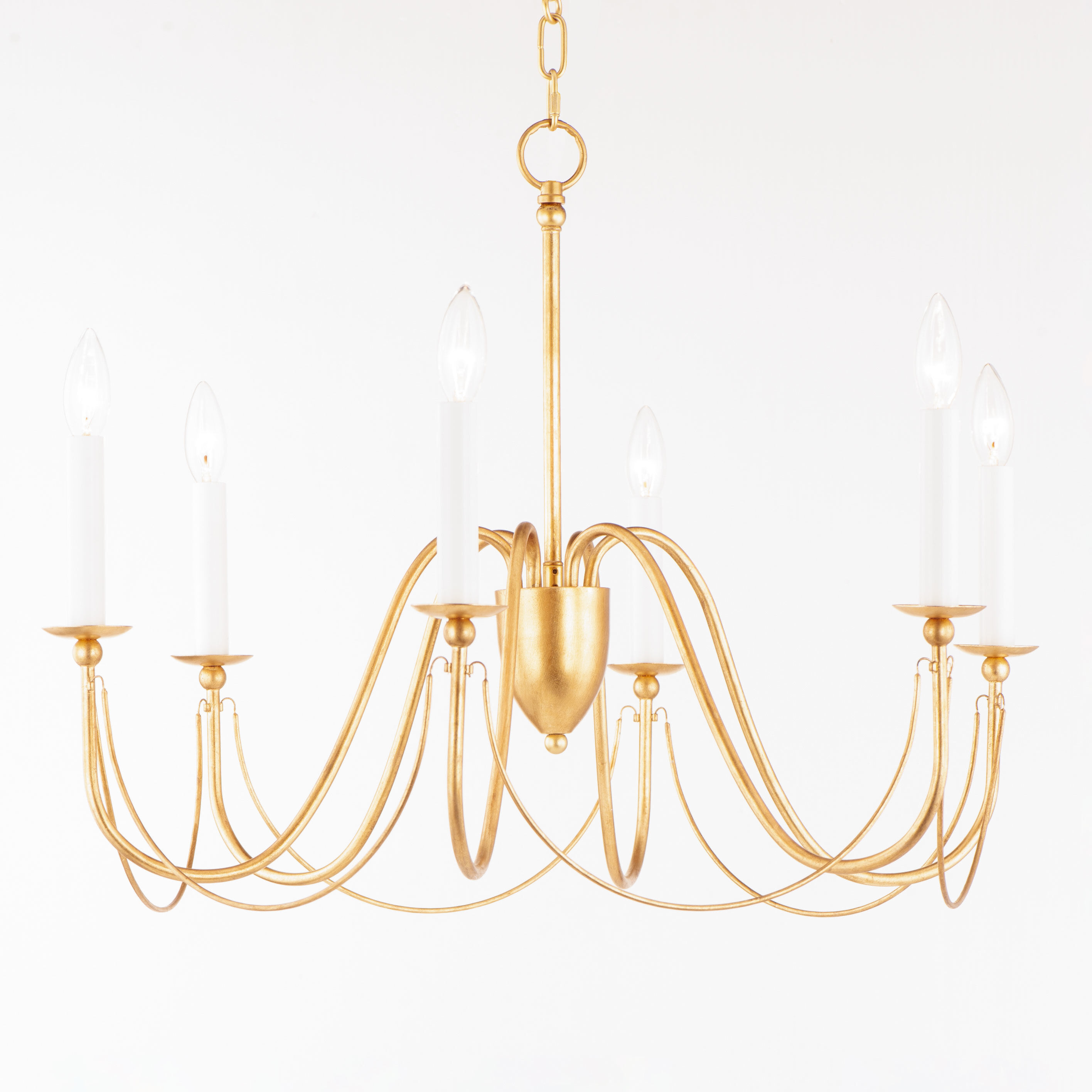 Plumette 6 Light 28 inch Gold Leaf Chandelier Ceiling Light