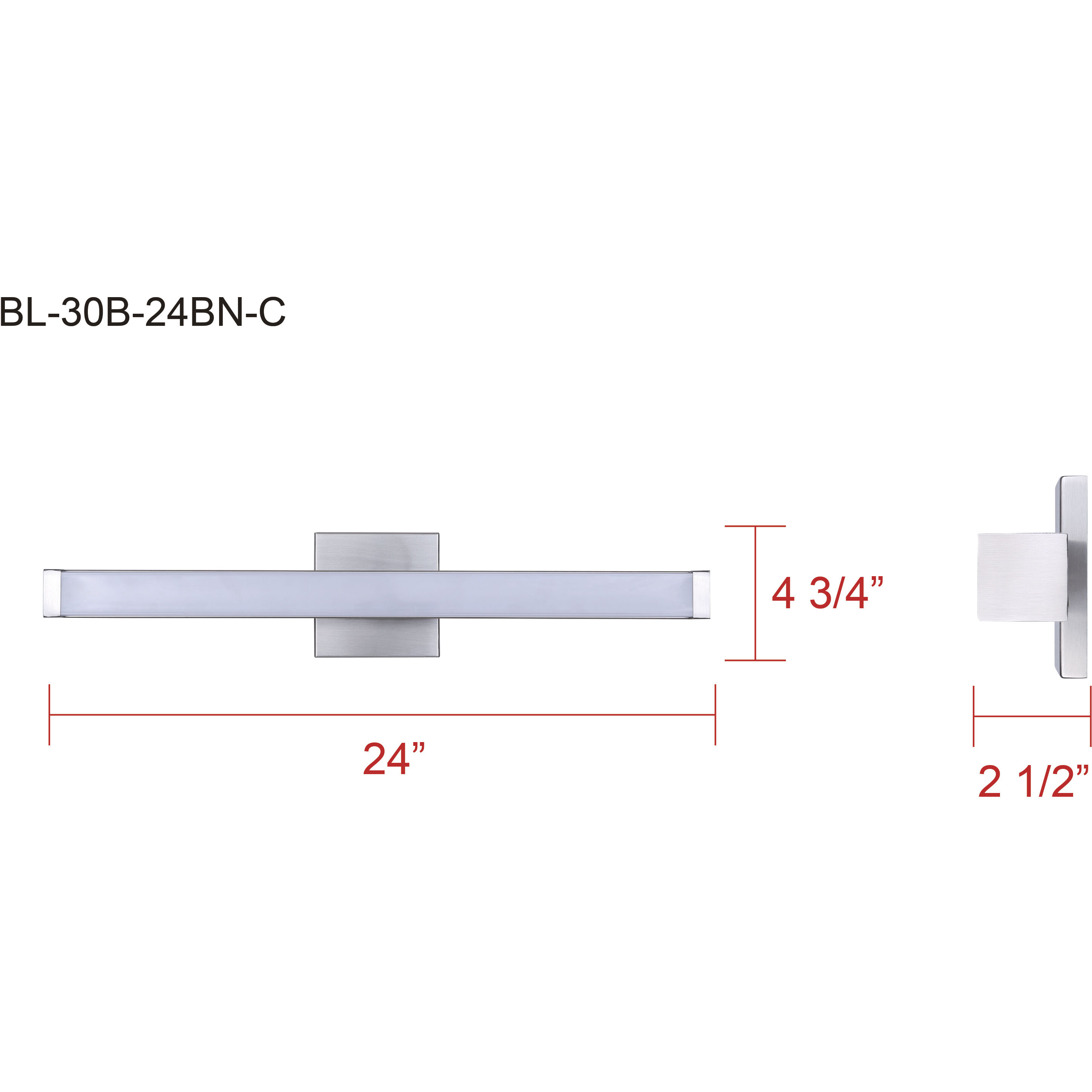 Jonah LED 24 inch Brushed Nickel Vanity Light Wall Light