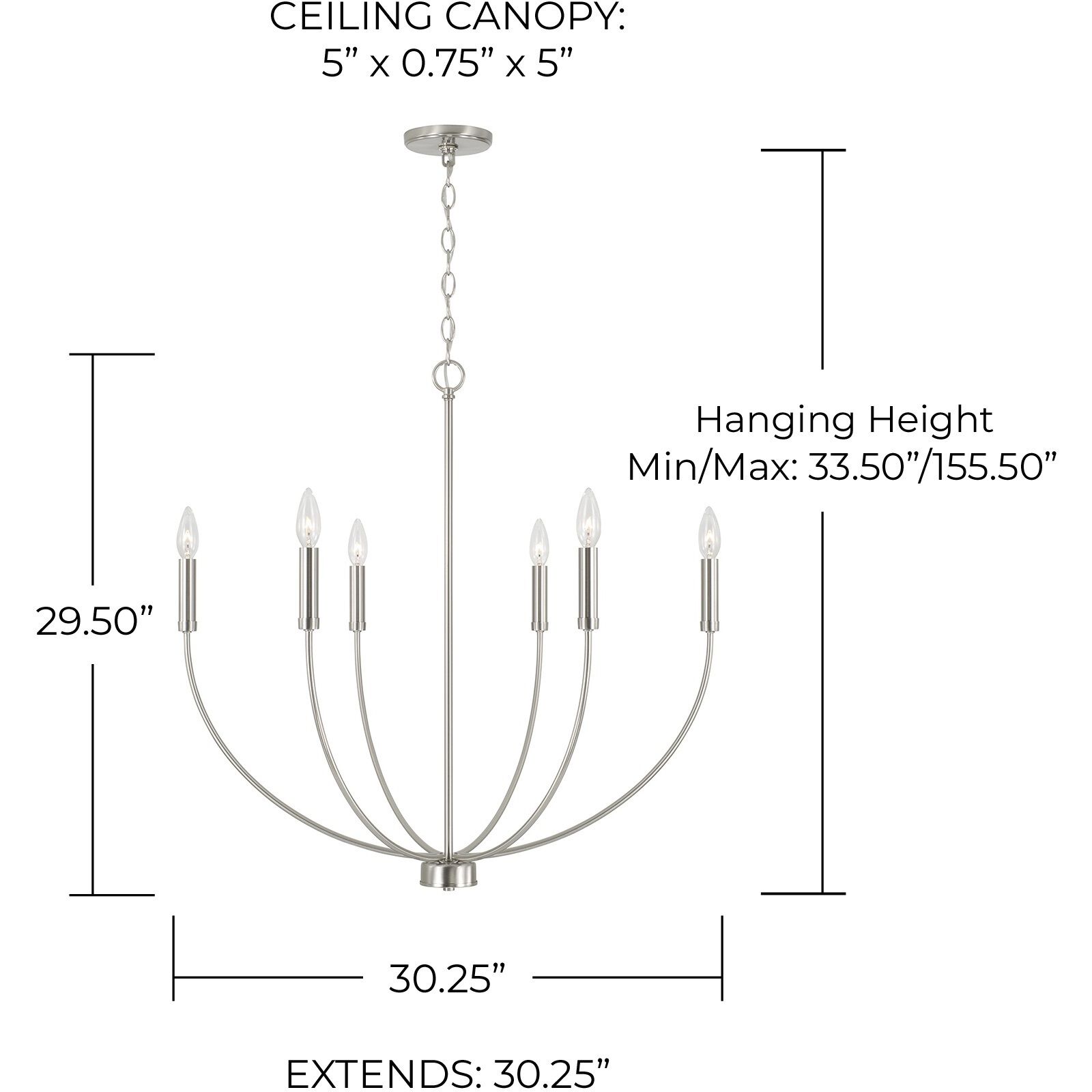 Ansley 6 Light 30.25 inch Brushed Nickel Chandelier Ceiling Light