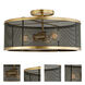 Wellington 3 Light 16 inch Satin Brass and Black Semi Flush Mount Ceiling Light