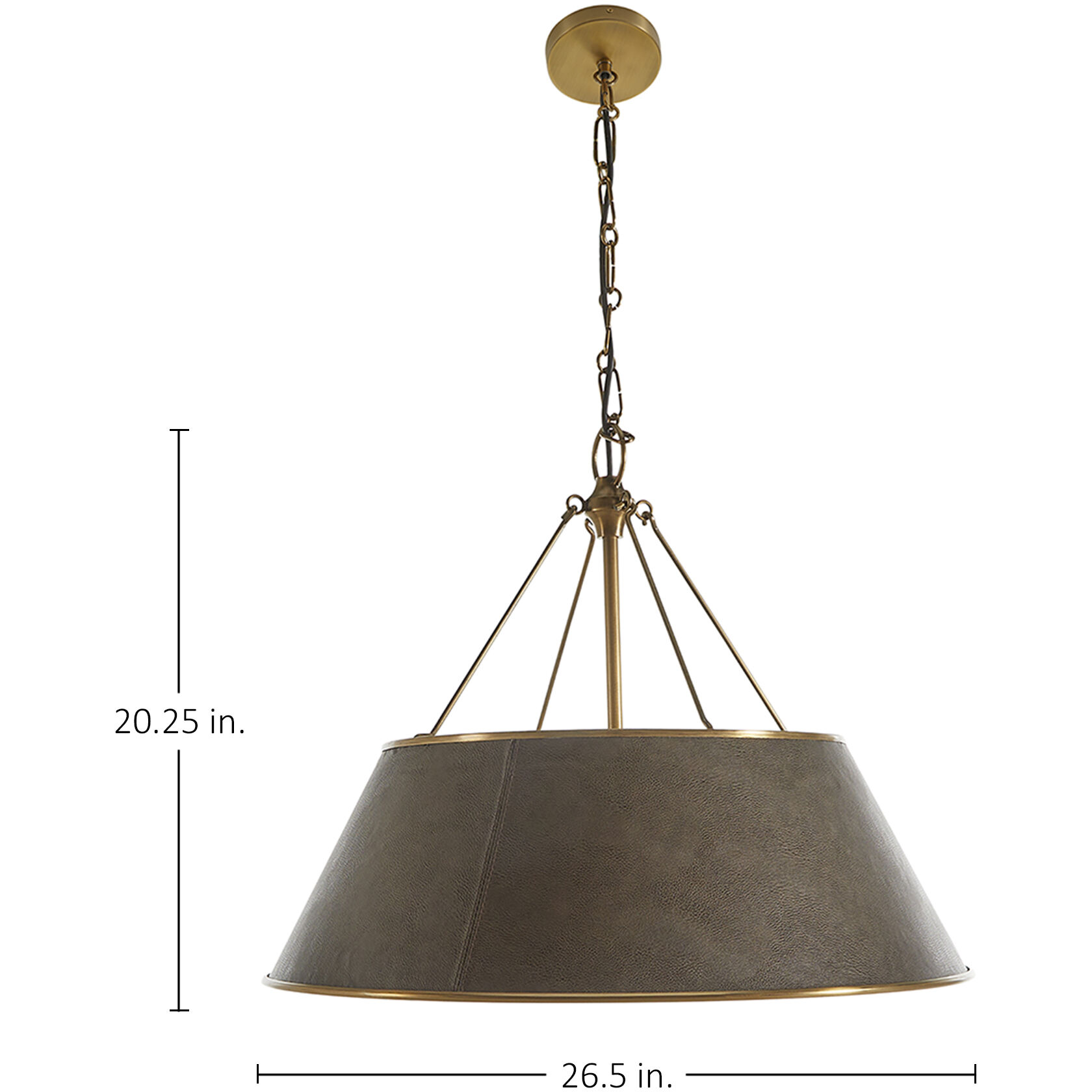 Mariana 4 Light 26.5 inch Brushed Antique Brass and Dark Brown Leather Pendant Ceiling Light