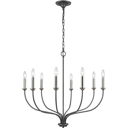 Madeline 8 Light 32.5 inch Black with Polished Nickel Chandelier Ceiling Light