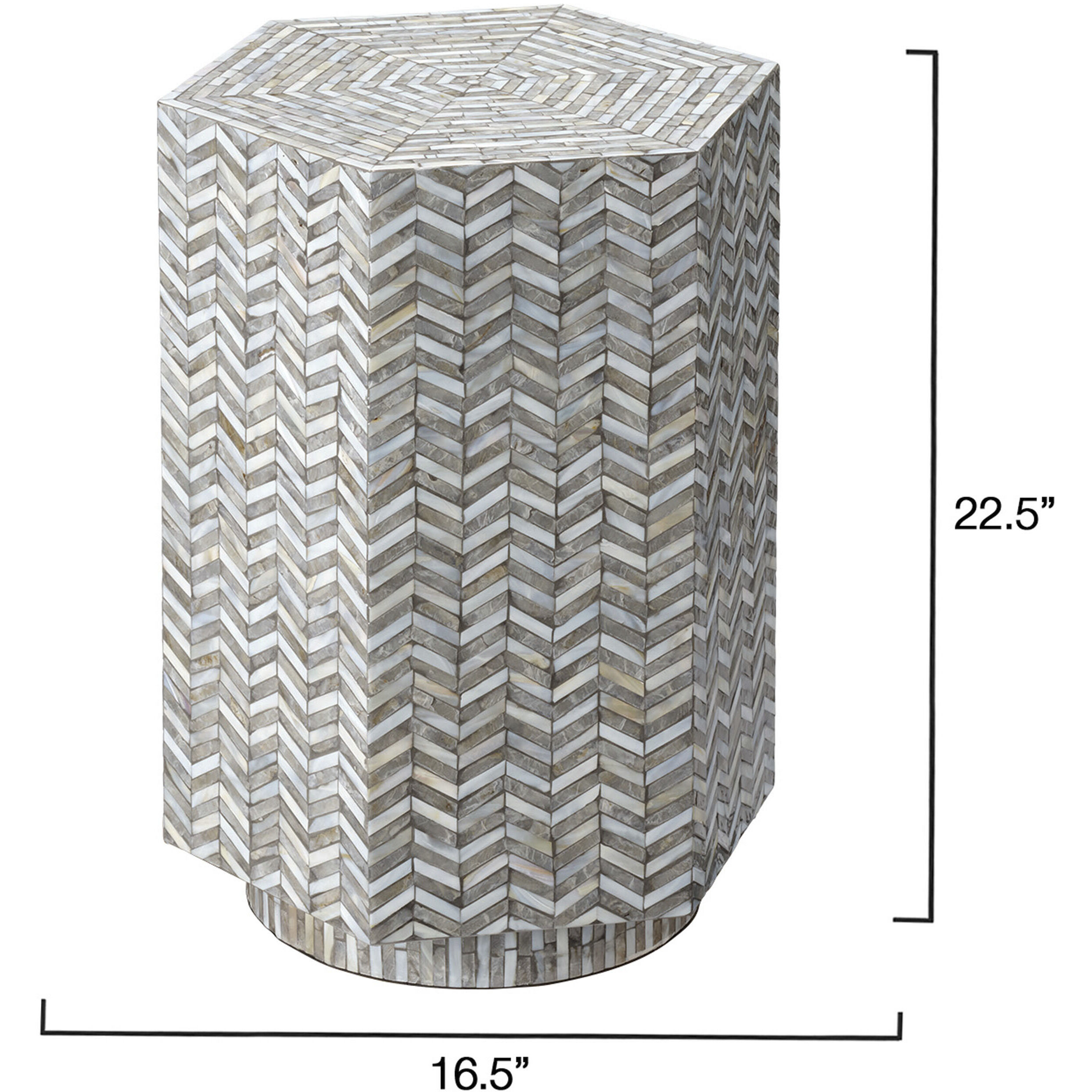 Brando 22.5 X 16.5 inch Mixed Grey and White Mother of Pearl Side Table