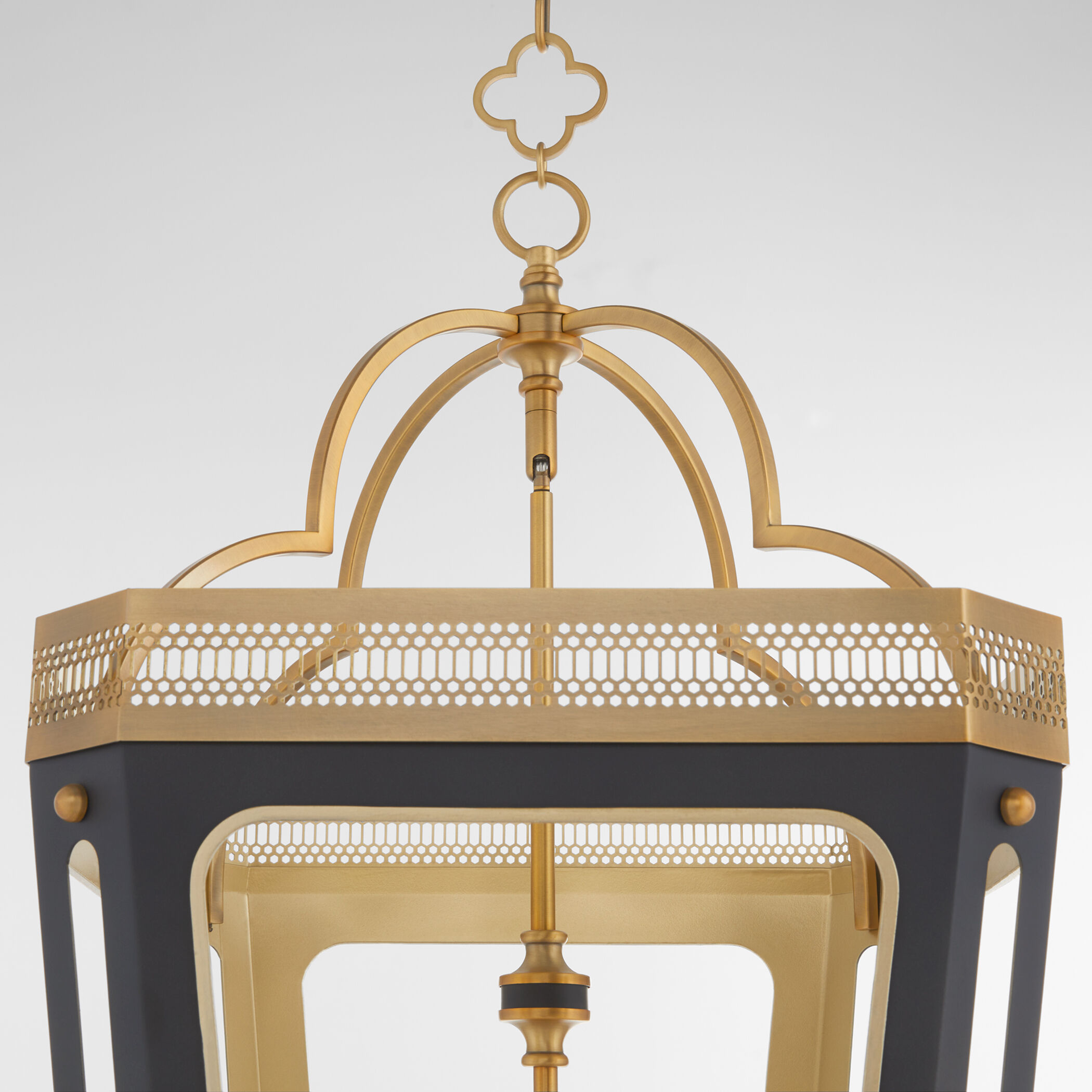 Loire 4 Light 16.5 inch Matte Black and Brushed Brass Pendant Ceiling Light