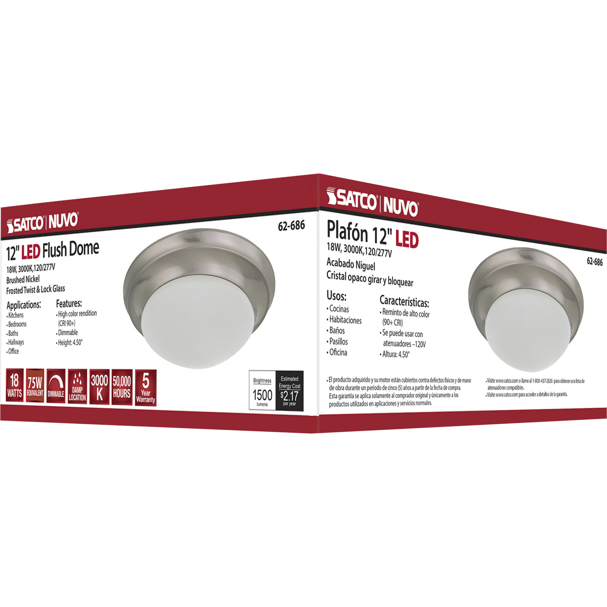 Brentwood LED 11.75 inch Brushed Nickel Flush Mount Ceiling Light