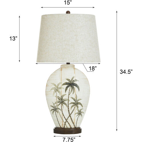 Patina Palms 34.5 inch 100.00 watt Off-White Brushed Table Lamp Portable Light