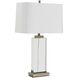 Genevieve 28.75 inch 150 watt Antque Brass and Crystal Table Lamp Portable Light