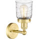 Bell 1 Light 6.5 inch Satin Gold Sconce Wall Light in Clear Deco Swirl Glass, Small