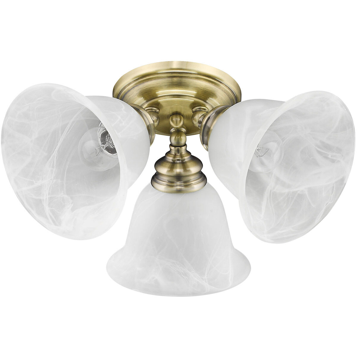 Essex 3 Light 15 inch Antique Brass Semi-Flush Mount Ceiling Light