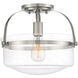 Jaxon 1 Light 13.25 inch Brushed Nickel Semi-Flush Ceiling Light