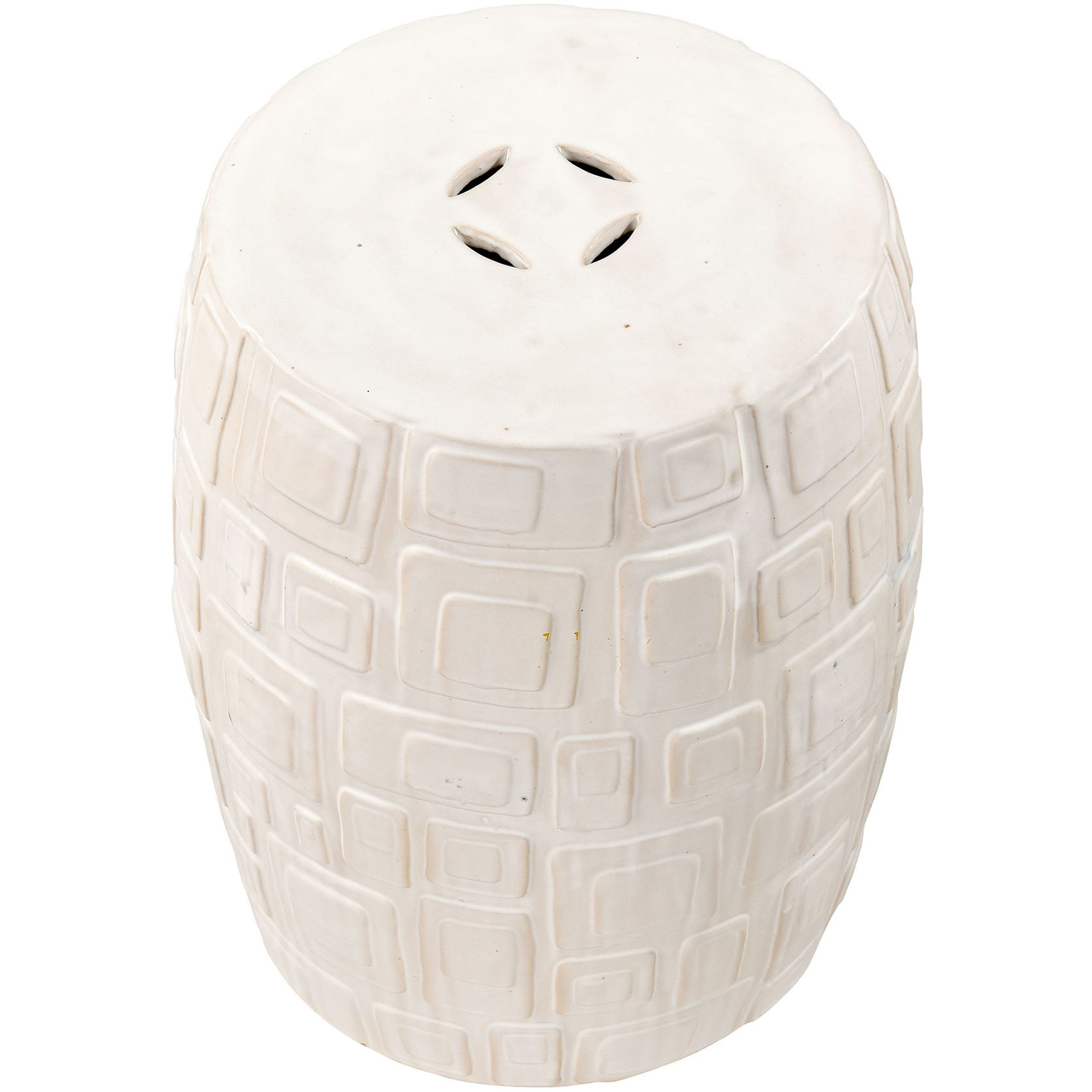 Cambeck 18 inch Off White Glazed Accent Stool