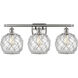 Ballston Farmhouse Rope 3 Light 26 inch Brushed Satin Nickel Bath Vanity Light Wall Light in Clear Glass with White Rope, Ballston