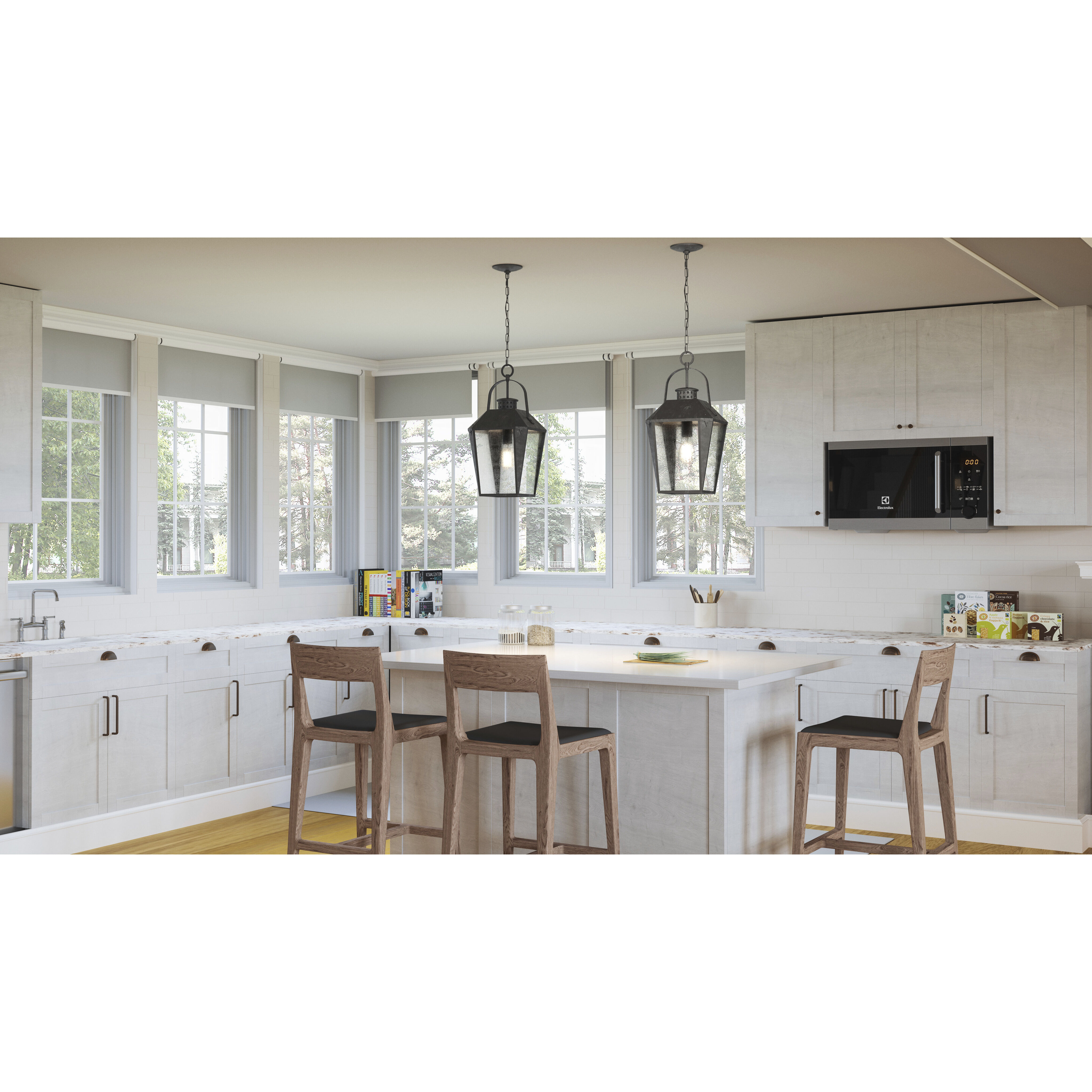 Carriage 1 Light 10 inch Mottled Black Mini Pendant Ceiling Light, Small