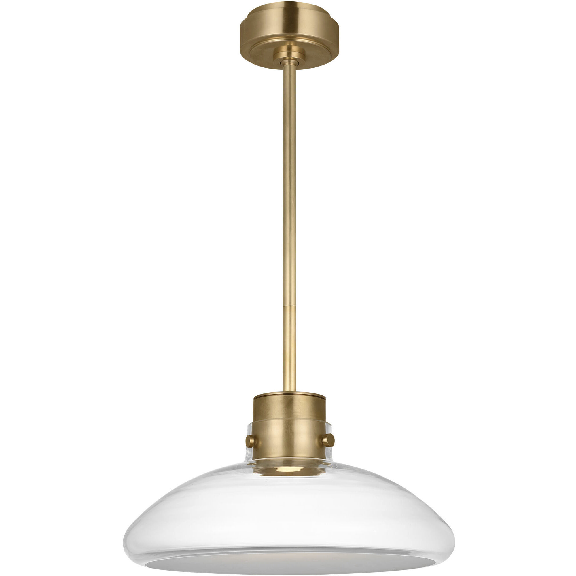 Avroko Morgan LED 16 inch Hand-Rubbed Antique Brass with Clear Glass Pendant Ceiling Light