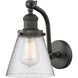Franklin Restoration Small Cone 1 Light 7 inch Oil Rubbed Bronze Sconce Wall Light in Seedy Glass, Franklin Restoration
