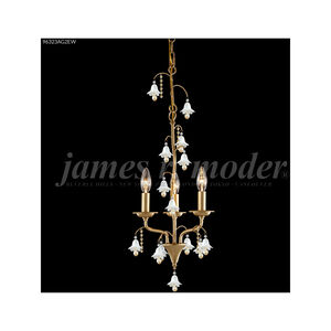Murano 3 Light 12 inch Aged Gold Crystal Chandelier Ceiling Light