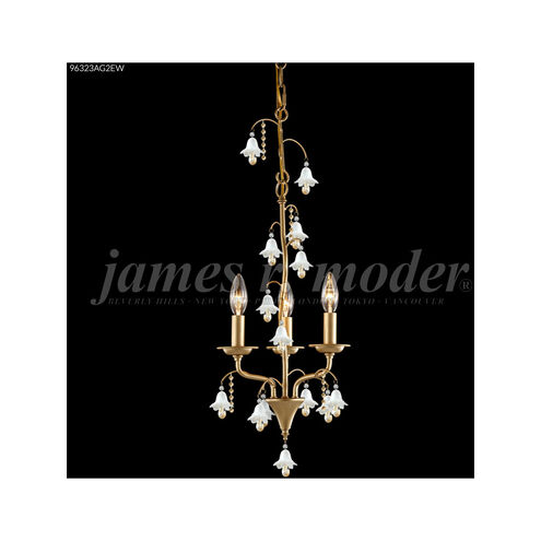 Murano 3 Light 12 inch Silver Crystal Chandelier Ceiling Light