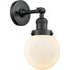Franklin Restoration Beacon LED 6 inch Matte Black Semi-Flush Mount Ceiling Light in Matte White Glass, Franklin Restoration