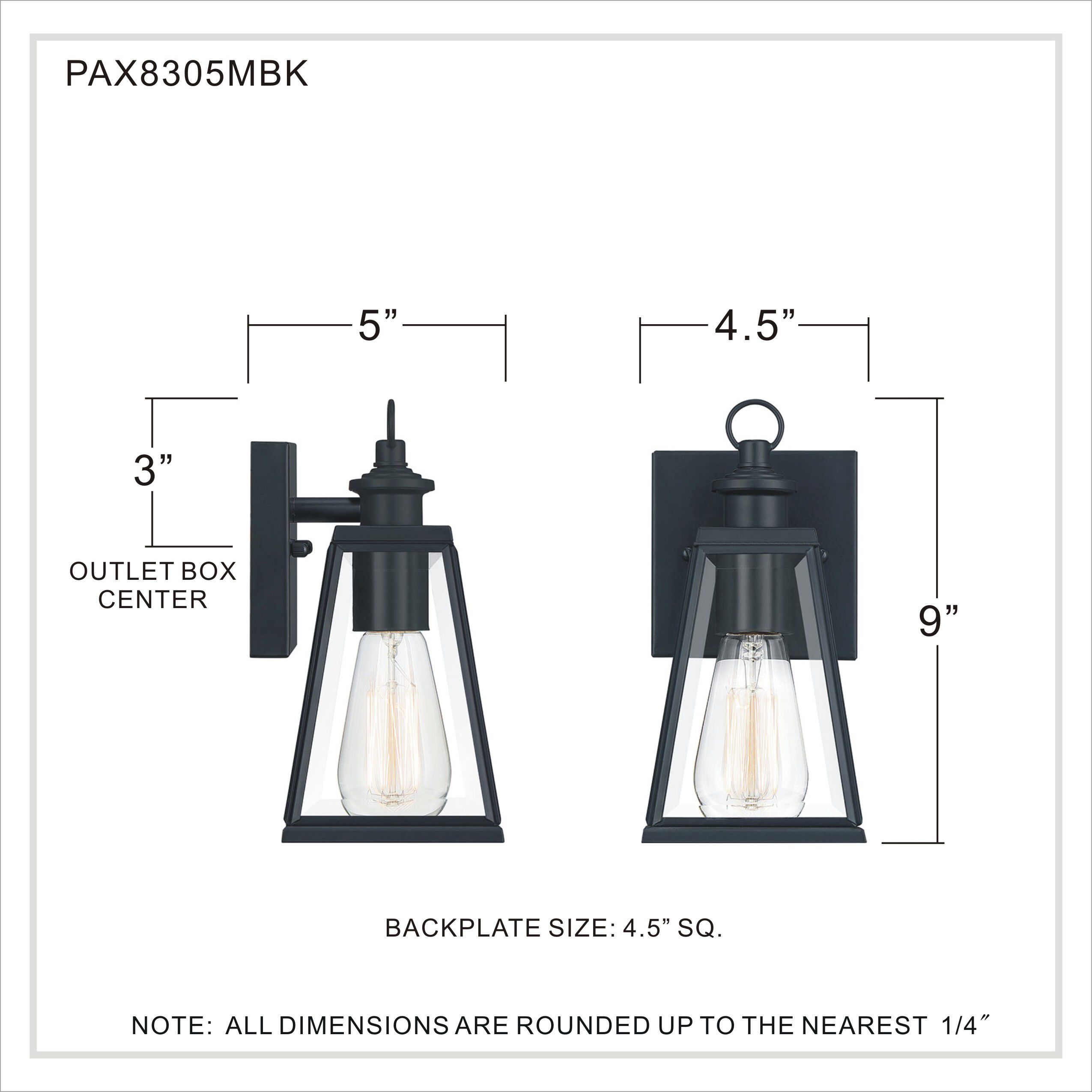 Paxton 1 Light 9 inch Matte Black Outdoor Wall Lantern