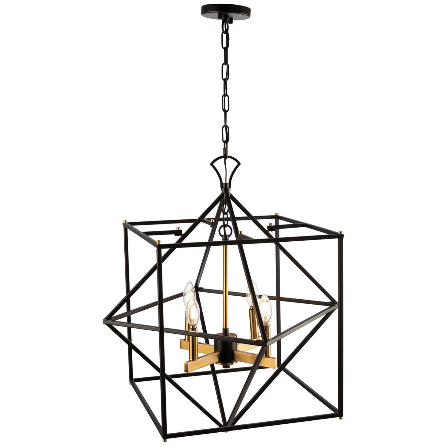 Roxton LED 25 inch Matte Black and Harvest Brass Chandelier Ceiling Light