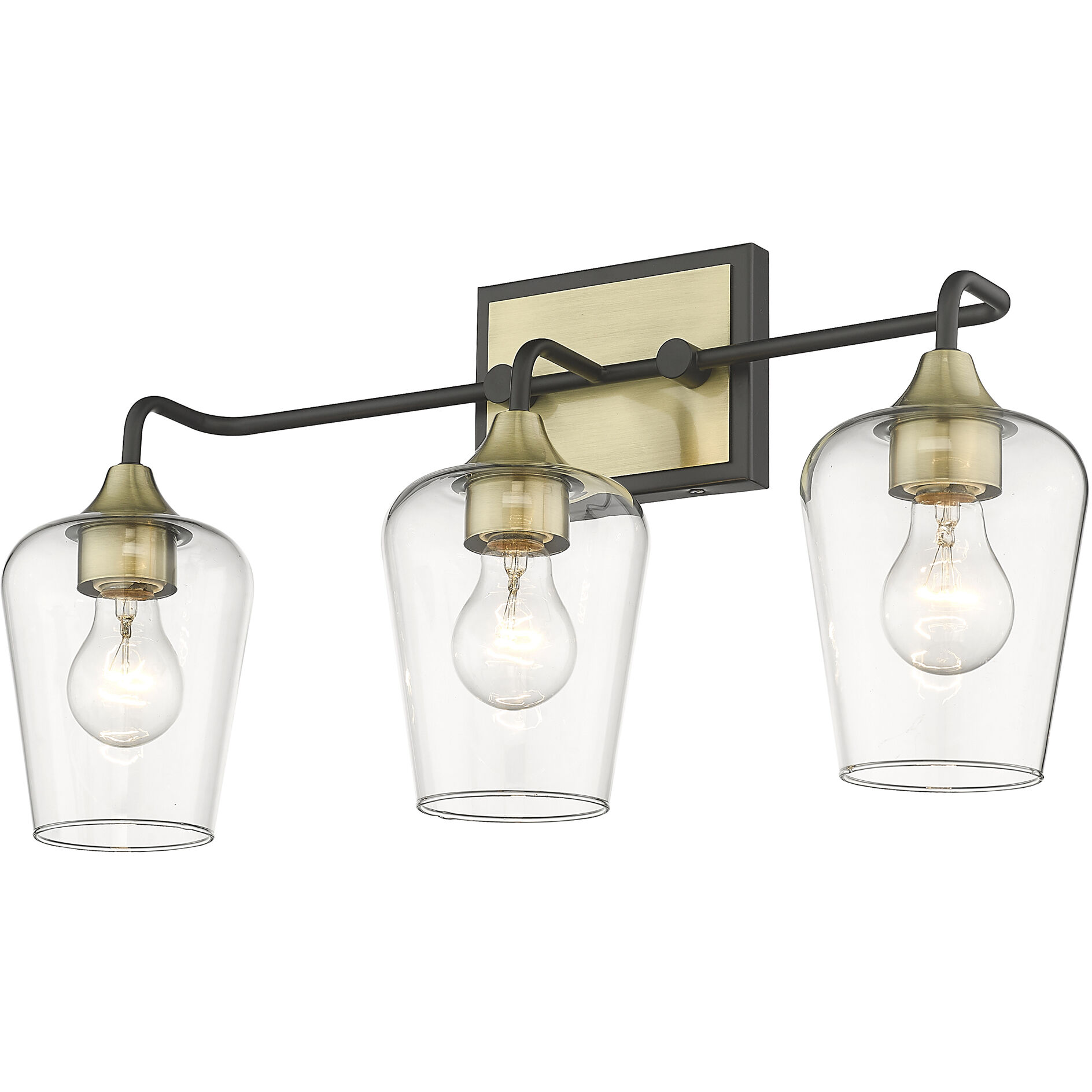 Gladys 3 Light 23 inch Matte Black and Antique Brass Vanity Light Wall Light